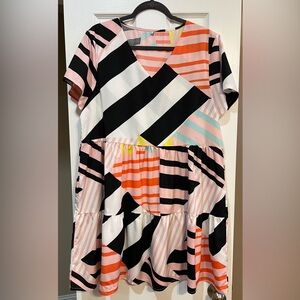 Women’s Summer V Neck Tunic Dress Short Sleeve XL